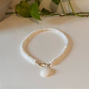 Handmade Baby’s Ear Shell Pendant Necklace with Natural Opal Gemstones